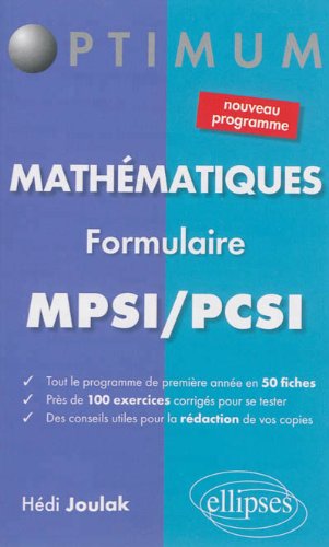 Mathématiques Formulaire MPSI/PCSI Nouveau Programme