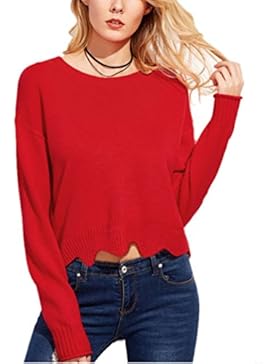 Dooxi Donna Girocollo Manica Lunga Maglierie Tops Casuale Allentato Maglioni Pullover