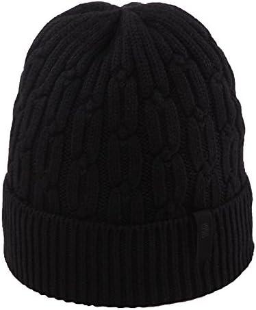Siggi Wool Black Beanie Hat Warm Fleece Lined Skull Ski Winter Hats For Mens Womens Outdoor Sports Hat 55-60CM
