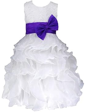Organza Brautjungfern Anlässe Festkleid Mädchen Weiß Kleid & Farben Schärpe
