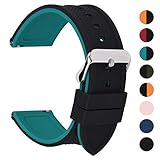 Fullmosa Silikon Uhrenarmband 24mm mit Schnellverschluss in 8 Farben, Regenbogen Weich Silikon Uhrenarmband mit Edelstahlschnalle,24mm Schwarz+Blau