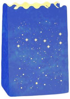 Wenko Lichtertüte Luminaria Großer Wagen Windlicht, 6-er Set, Pappe Papier Zellstoff, 11 x 16 x 9 cm, blau 8580100