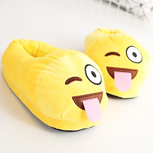 Sealands Winter Plüsch Hausschuhe Männer Frauen Unisex Erwachsene Emoji Weich Niedlich Karikatur Warm Zuhause Innenraum Schuhe (Toungue) - 2