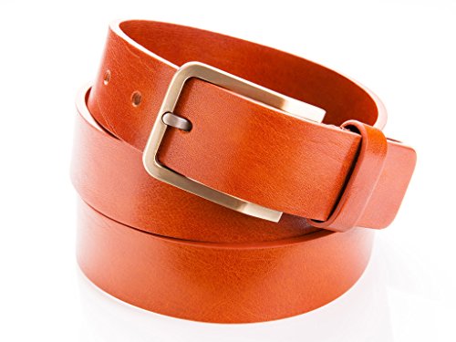 Danny P. Brand - Ceinture en Cuir avec boucle en métal pour les hommes (44/112 cm, Marron)