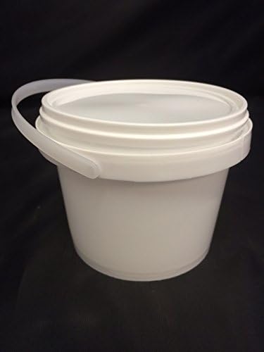 White Multi-Purpose Plastic Storage Buckets with Lids &amp; Handles 500ml &amp; 1 Litre (20, 500ml)