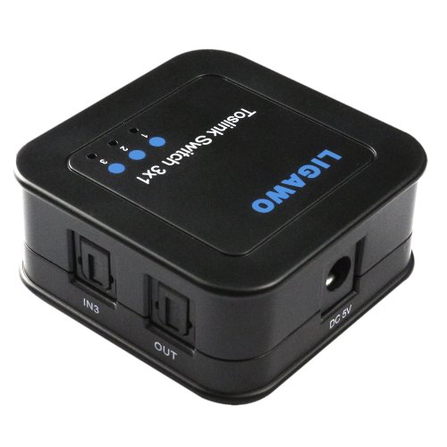 Ligawo 6518740 Audio Umschalter (3x SPDIF-Toslink Eingang auf 1x SPDIF-Toslink Ausgang, USB) inkl. Fernbedienung, IR-Kabel schwarz - 2