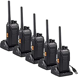 Retevis RT27 Talkie Walkie sans Licence Professionnel Rechargeable Portable PMR446 VOX Scan Surveillance 16 Canaux Port USB de Chargement (Noir, 5pcs)
