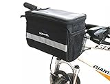 Welltop Bicycle Cycling Basket Handlebar Bag Bike Bag with Silver Grey Reflective Stripe Outdoor Activity Bicycle Pack Accessories Black 3.5L
