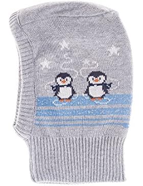 MaxiMo BABY Schlupfmütze, Sturmhaube, doppelwandig, grau/blau mit Motiv