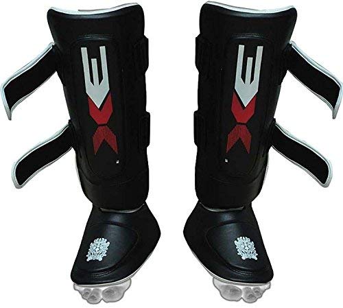 PROFESSIONAL CHOICE Shin Instep Guard Krav Maga MMA Almohadillas para Las piernas Equipo de protección Boxeo tailandés UFC Entrenamiento Kickboxing (Haya, L/XL)