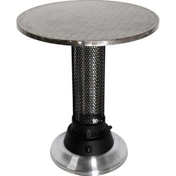 Bistrotisch mit Infrarot-Heizstrahler - Tischplatte Glas - zweistufig