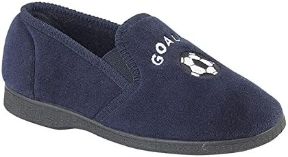 Boys Slip On Twin Gusset Injected Sole Football Sports Slippers Shoes Size 11-6