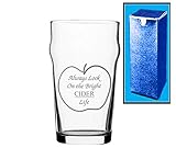 vasos de sidra grabados asturias Apto para lavavajillas. Vaso ideal para regalo, de cristal grabado, para cerveza o sidra, con mensaje «Always Look on the Bright Cider Life»