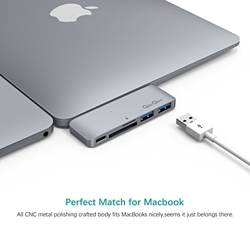 Bqeel Premium USB-C Hub mit 2 USB 3.0, 2 SD Port und 1 USB-C Port ultra leicht / mobil für Type-C Computer und Tablets wie MacBook Pro 2016, MacBook 2015/2016, Google Chromebook 2016 (Grau) - 6