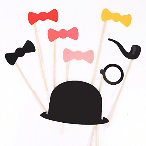 50 Stück teilig Fotorequisiten Hochzeit wedding Photo Booth Requisiten Dekorationen Photo Booth Requisiten Valentinstag Verkleidung Karneval Fasching Brillen Brille Lippen Lippe Maske Masken Bart Bärte Hut Hüte Fliege Fliegen - 4