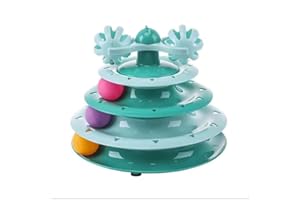 CAPANDIMARKET Juguete Gato Interactivo con 3 Pisos + 3 Bolas + 2 Esferas Superiores de Juego,Juguetes Gatos Pequeños y Grandes,Juguete Interactivo Gato,Juegos para Gatos,Juguetes para Gatos bebes,Juego Gato Juguete