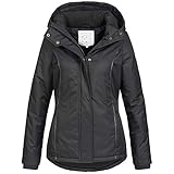 Die Winterjacke steht in den Farben Navy und Schwarz sowie in den Grössen XS S M L XL und XXL zur Auswahl