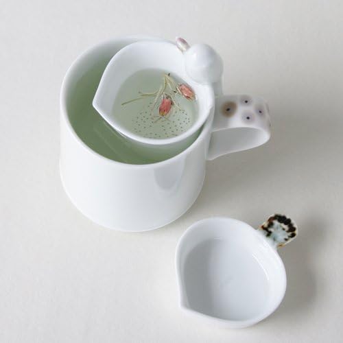 White Porcelain Bird Design Ceramic Pottery Personal Tea Leaf Brewing Infuser Filter Strainer Cup Mug Teacup Saucer Gift Set