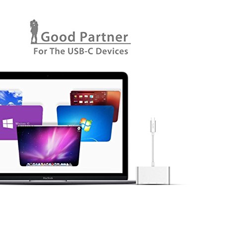 USB-C Hub FeBite 4 In 1 USB 3.0 Typ C Adapter mit Netzteil für Lade- und Datenübertragung, kompatibel mit Macbook Google ChromeBook und anderen Geräten mit USB-C Port (SILVER) - 5