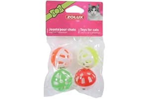 Zolux Set de 4 Sphères avec Grelot Jouet pour Chat 3 cm