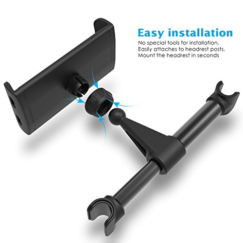 Supporto Auto Poggiatesta per Tablet, Supporto Lamicall per iPad : Universale Supporto per Tablet da 5 a 11 pollici come iPad 2017 Pro 9.7, 10.5, Air mini 2 3 4, Accessori - Nero