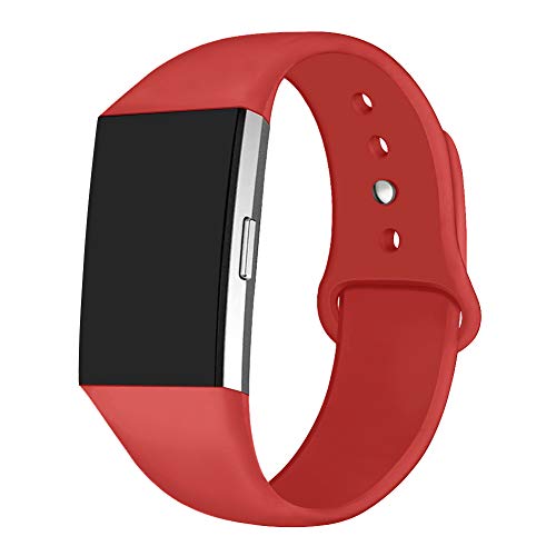 Oenfoto Correa Compatible Fit bit Charge 2, Pulsera de Silicona Suave Adjustable, Accesorios para Fit bit Charge 2 para Mujeres Hombres, Rojo Pequeño