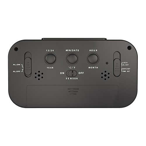 Kosee 5,3″ LED Digitaluhr Wecker Beleuchtung Digitalwecker Reisewecker mit Datum und Temperatur Anzeige, Schlummertaste, Sensorlicht und Nachtlicht – Schwarz - 3