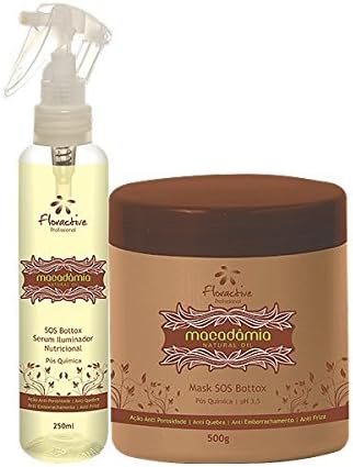 Floractive Mask SOS Btox Macadamia Natural Oil 500ml and Floractive SOS Btox Serum Iluminator Nutritinal Pos Chemical 250ml