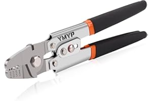 YMYP Wire Rope Crimping Tool for Loop Sleeves, Aluminum Double Barrel Ferrule Swaging Crimper Tool for Fishing Lines up to 2.2mm with Cutting Function
