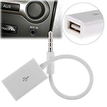 Interesting® Mode weiß 3,5 mm männlich AUX Audio Plug Jack zu USB 2.0 weibliche Konverter Kabel Adapter-Kabel für Auto MP3
