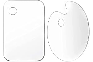 QANYE 2 Pezzi Tavolozza di Pittura Acrilica per Artisti, Tavolozza di Colori Trasparente, Tavolozza Miscelazione, Trasparente Tavolozza Colori, con Foro di Presa, per Pittura Artistica (Ovale e Quadrato)