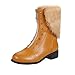 Produktbild MYMYG Frauen Stiefeletten Damen Retro-Nieten Front Reißverschluss Schuhe Plattform Leder Warm Martin Stiefel Halbschaft Warme Stiefel mit Blockabsatz Snow Boots Short Bootie