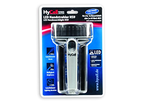 HyCell HSL9 Handstrahler Handscheinwerfer Handlampe Taschenlampe mit Reflektor (9 LEDs, 100m, 70 Lumen, 150h Leuchtdauer) - 2