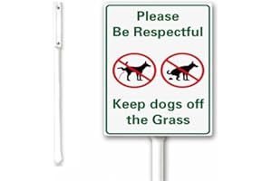GEROCLONUP No Dog Poop Sign - Peeing Signs, Please Be Respectful, Keep the Dog off the Grass Yard Sign With Stake, 20x30cm, Rust Free Heavy Aluminum, Weatherproof and Fade Resistant