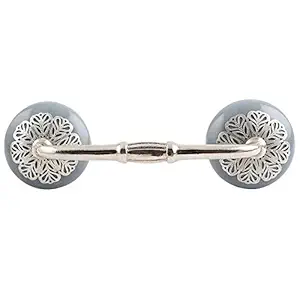 Pack of 1 Piece Pulls | Ceramic Drawers Handles | Grey Kitchen Pulls | Bridge Pull | Silver Hardware 6 Inches Hole to Hole Handles