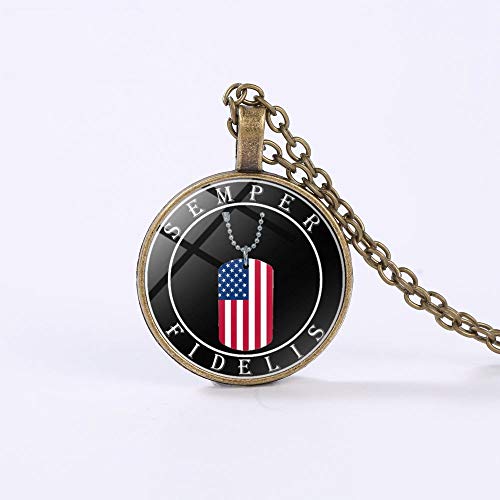 CLEARNICE Ysdljg Collar Veterano - Semper Fidelis Siempre Fiel Motto USMC Marine Corps Regalo Inicial Collar Jewelry Regalo