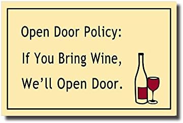 KCOUU Humorous Funny Saying &amp; Quotes Doormat, Open Policy Wine 16X24