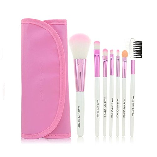 Low-cost sales makeup tools 7pcs Both portable makeup brush set, Soft hair brand PINK makeup brushes professiona