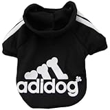 Zehui Sweater / Kapuzenpullover für Hunde, Aufschrift 'Adidog', M, Schwarz