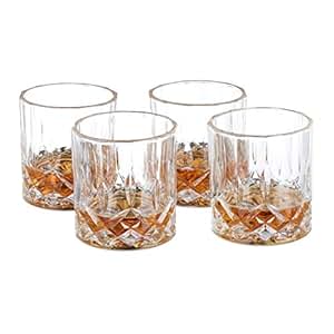 Relaxdays, transparent Whisky Gläser 4er Set, 200 ml, Gastro, edle