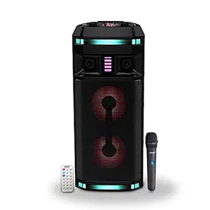 Onix OPS-20 Watts 2.0 Channel Portable Bluetooth Outdoor Speaker with USB/SD/TF/AUX/FM Radio/Bluetooth/Wireless Mic & Remote Function (Black)