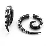 Expansores falsos. 81stgeneration Pendientes Dilatadores Expansores Falsos de Cuerno Tribales Espirales con Tatuaje