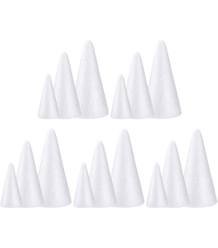 Lot De 12 Cônes En Mousse Blanche - 10cm De Haut - Pour Décoration, Mariage, Noël, DIY