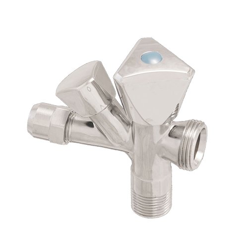 Preisvergleich Produktbild Sanifri 470010007 Kombi-Eckventil, Messing mit Haubengriff, poliert-verchromt mit Rücklussverhinderer, Quetschverschraubung 3 / 8 Zoll. Anschluß 3 / 8 Zoll