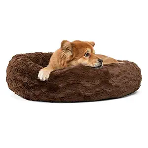 Best Friends by Sheri The Original Calming Donut Cat and Dog Bed in Lux Fur Dark Chocolate Medium 30x30