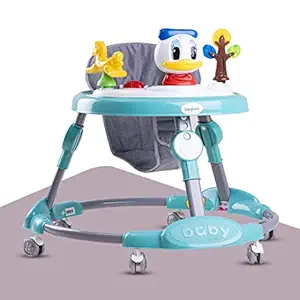 Baybee Kidzee Baby Walker for Kids, Round Kids Walker with 3 Position Adjustable Height | Walker for Baby with Baby Toys and Music, Activity Walker for Babies 6 - 18 Months (Green)