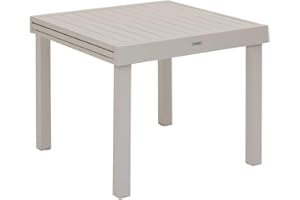 Hespéride - Table de Jardin Extensible Piazza Argile - 8 Places - Aluminium Traité Epoxy Antirouille - Meuble d'Extérieur à Rallonge Coulissante