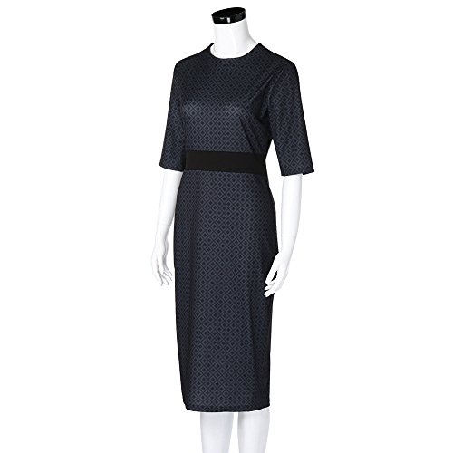 WWricotta Women Patchwork Geometric Print Split High Waist Party Evening Prom Swing Dress(Schwarz, XXL)