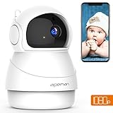 Apeman 1080P Cámara IP WiFi, Cámara de Vigilancia Interior, Visión Nocturna, Audio de 2 Vías, Detector de Movimiento Pan/Tilt, P2P/Ovnif/2.4GHz, Compatible con iOS/Android