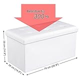 Songmics Sitzhocker Sitzbank mit Stauraum faltbar 2-Sitzer belastbar bis 300 kg kunstleder weiß 76 x 38 x 38 cm LSF106 - 4